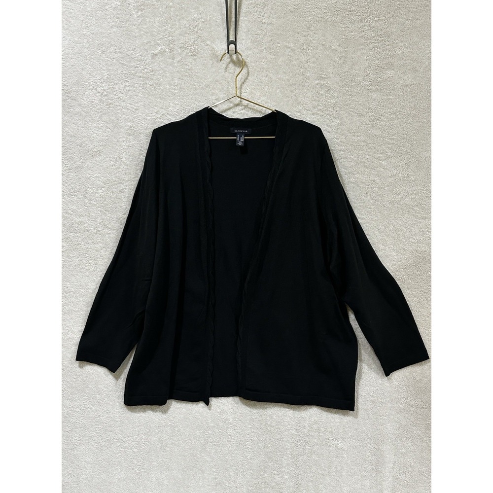 Lands End‎ 3X Travelers Jacket Women's Open Front Black Packable Cardigan Duster